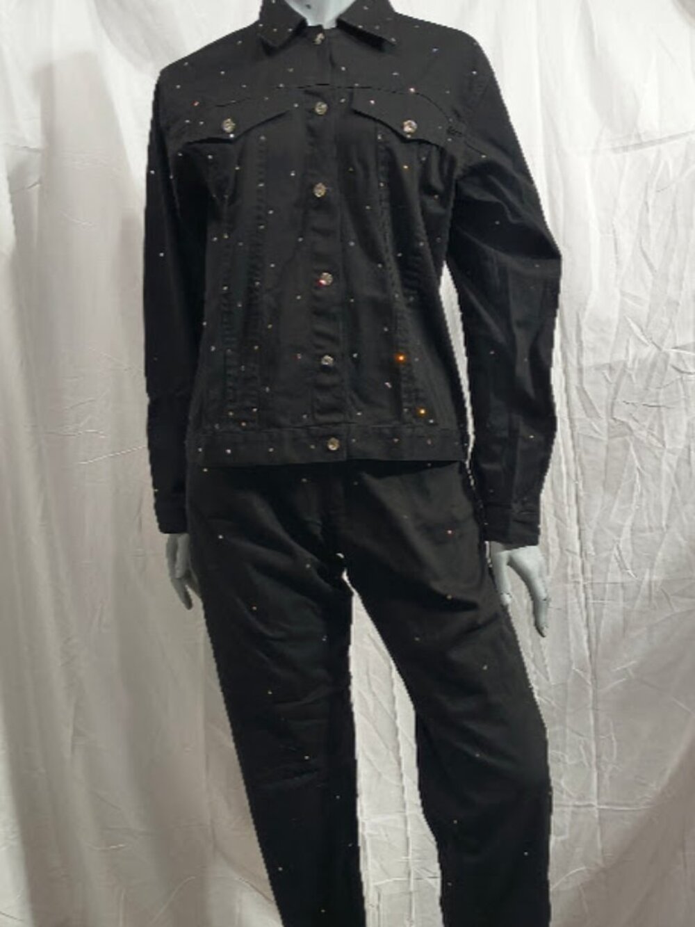 Vintage Mili Design's Rhinestone Pant Suit Small Made w/Swarovski Components